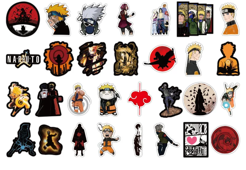 100pcs set naruto stickers anime naruto waterproof sticker uzumaki naruto laptop computer bike car letter stationery stickers aliexpress toys hobbies