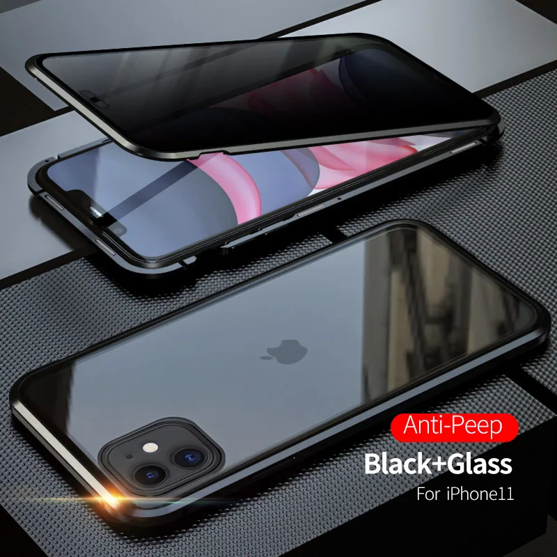 Магнитный чехол для iphone 11, чехол для iphone 11, металлический двухсторонний чехол из закаленного стекла для iphone 11