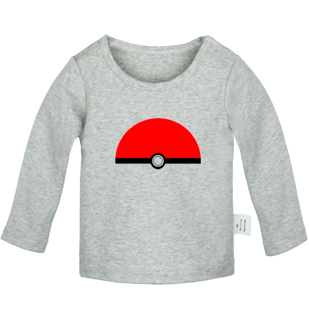 Pokemon Pokeball покебол Пикачу и компаньоны дизайн новорожденных Футболки для малышей Графический сплошной цвет длинный рукав футболки топы - Цвет: JbBabyYG049C
