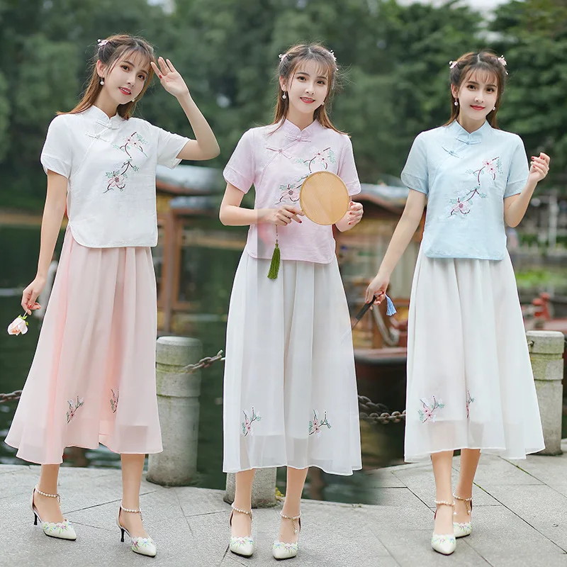 

Summer Wear New Style Women's The Republic of China-Style Embroidered Literature And Art Hipster Vintage Cotton Linen Frog Short