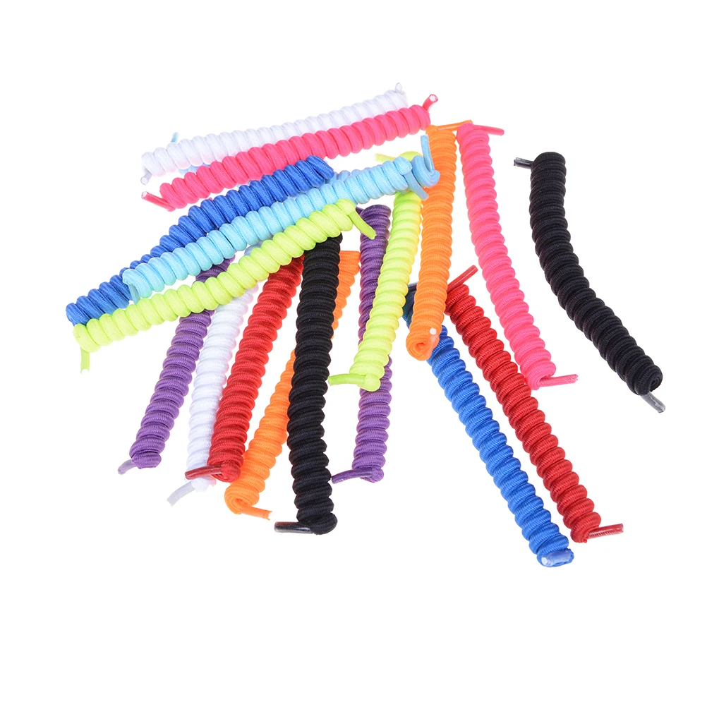 

Hot Sale 1Pair Curly Elastic Shoelaces No Tie Trainer Kids Shoe Laces Colours for Childs and Adults Best in Sports Flat Shoelace