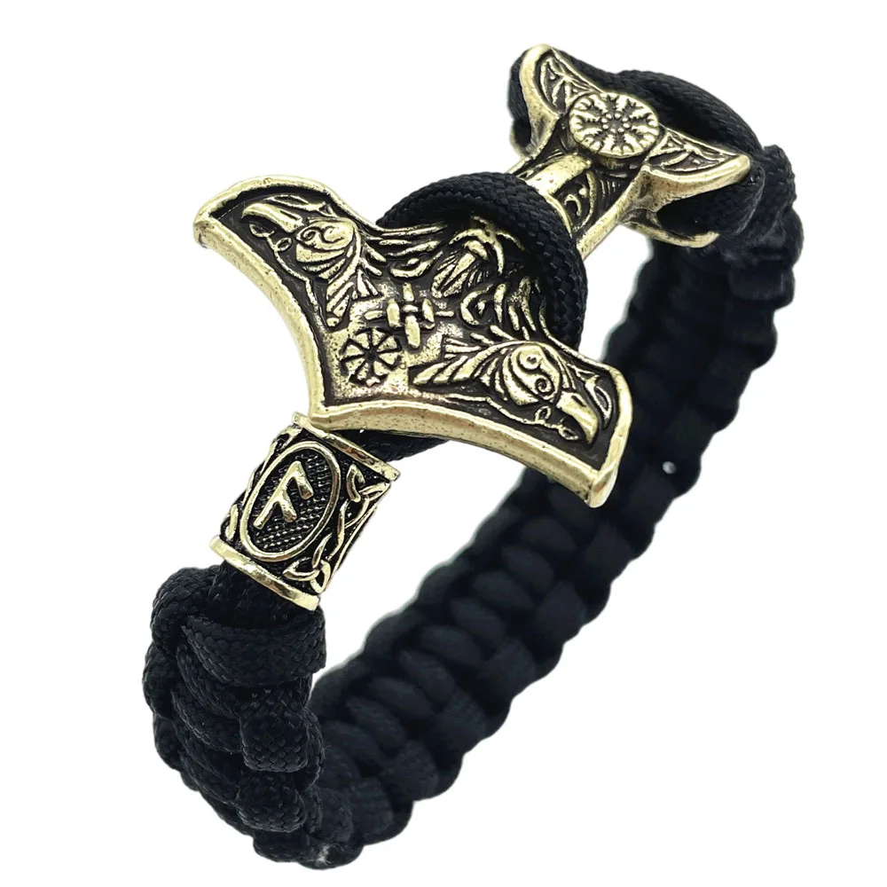 Nostalgia Kolovrat Aegishjalmur Amuleto Slavo Thor Hammer Mjolnir Vikingos Odin Raven Viking Bracciale Uomo Donna Gioielli