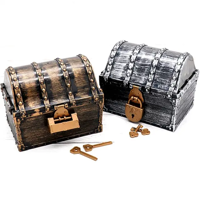 C5AA Pirate Treasure Chest Pirate Box With 2 Locks Party Favors Kids Toy Boy Gift 6