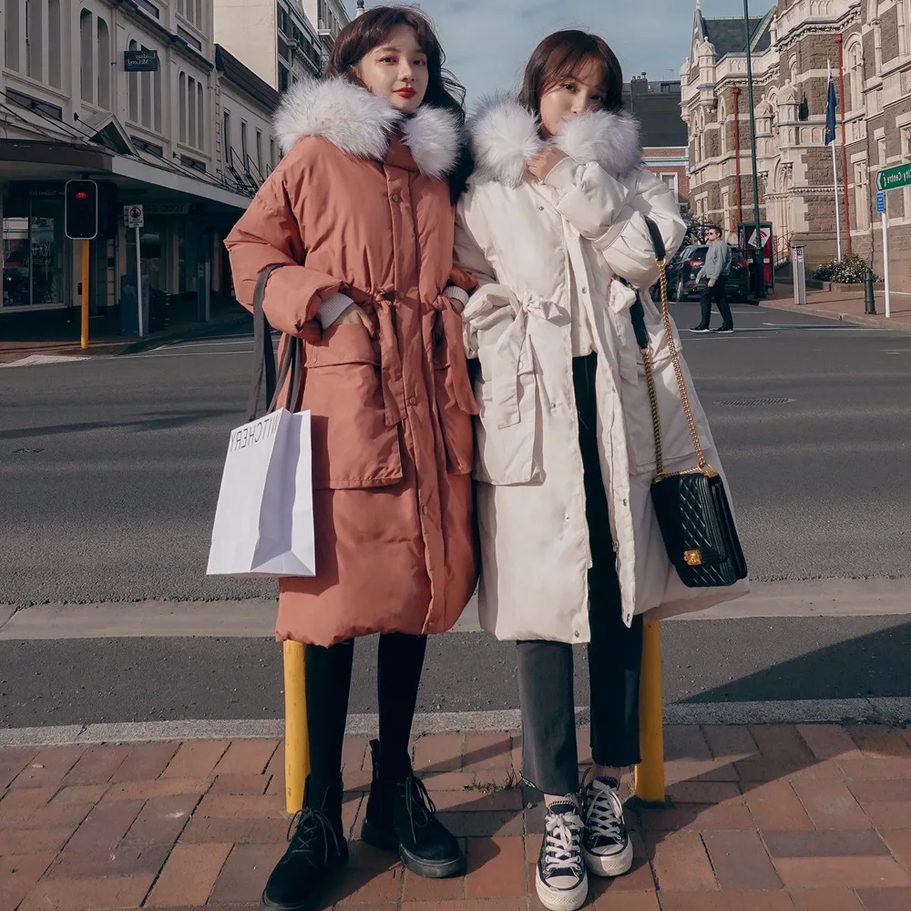 

Photo Shoot Fashionable Large Pocket Cotton Overcoat Women's 2019 Winter New Style Retro CHIC-Style Large Fur Collar Hooded Cott