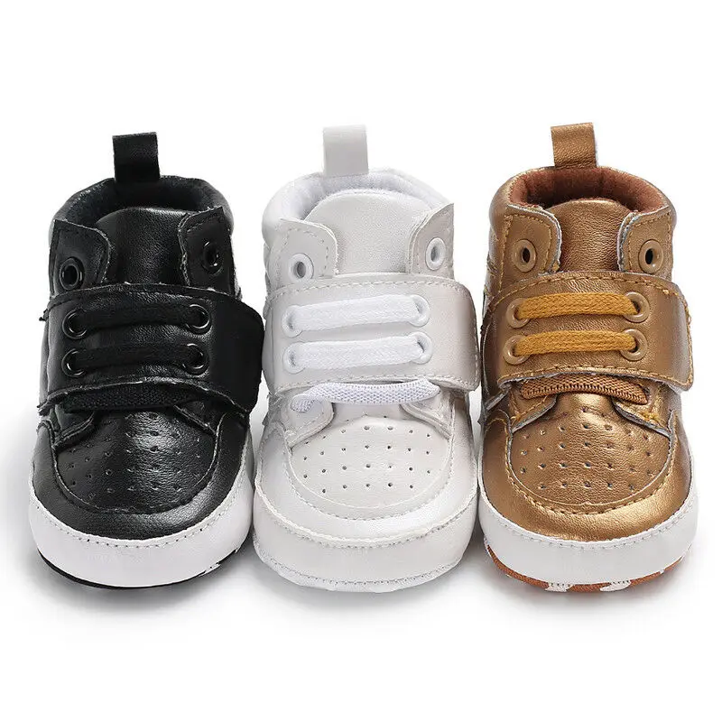 Brand New Newborn Baby Boy Girl Soft Sole Crib Shoes Warm Boots Anti-slip Sneaker PU Breathable Solid First Walkers 0-18M