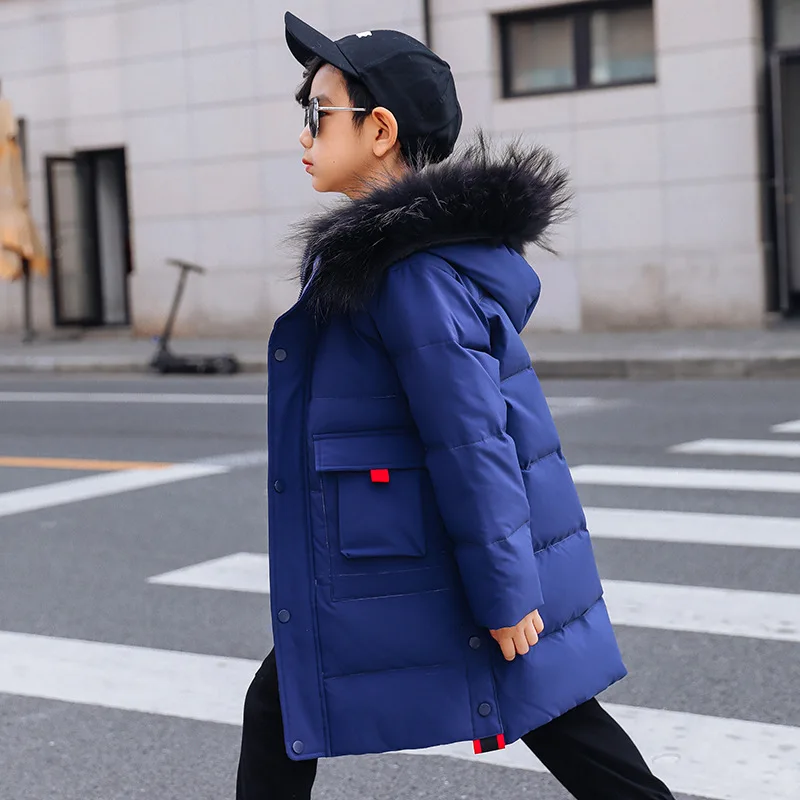 

Winter Down Jacket Boy Children's Down Jacket Boys In The Long Section New Winter Clothing Big Children White Duck Down Thick