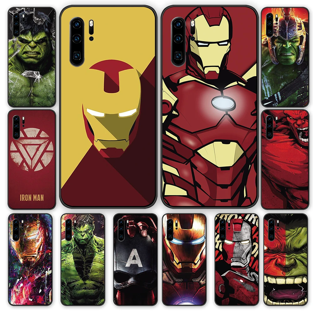 Ironman и Халк Marvel Comic черные ТПУ чехлы накладки для Huawei P40 P30 P20 P10 Mate 10 20 30 Pro Lite |