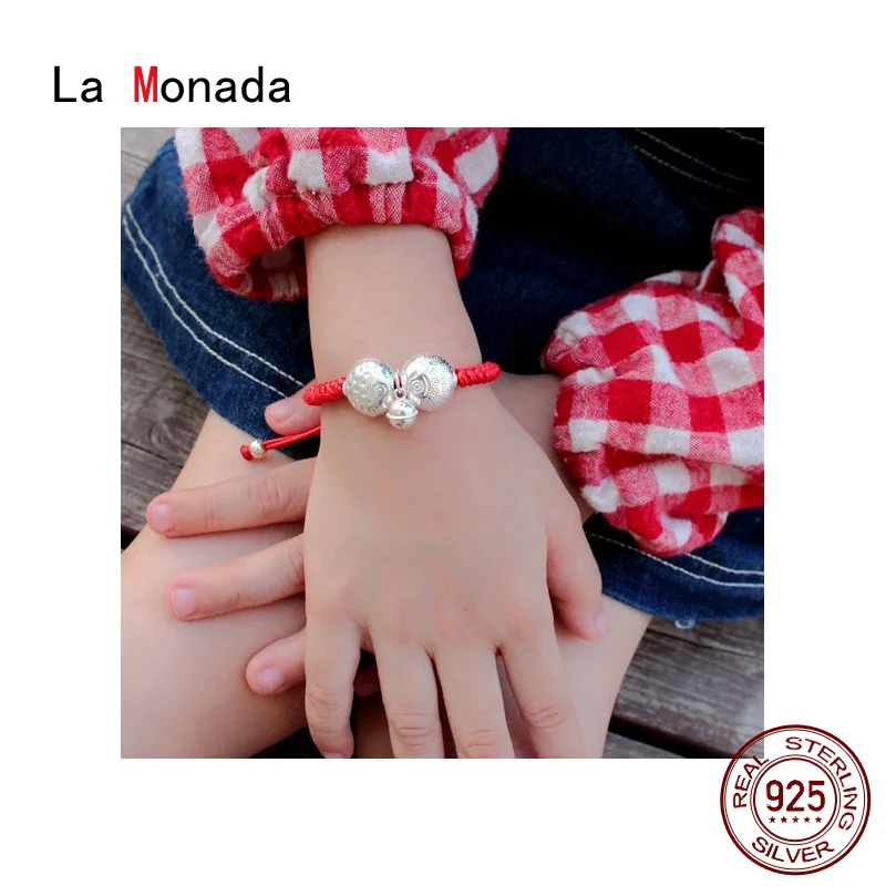 La Monada Two Fish Red Thread For Hand 925 Sterling Silver Bracelet String Rope Bracelets Women Baby | Украшения и аксессуары