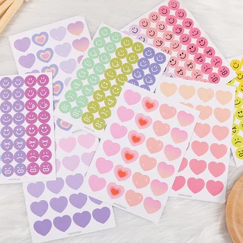 

4Sheets INS Pink Love Heart Smiling Face Journal Stickers Scrapbooking Craft Diary Album Phone Computer Seal Stickers Decorative