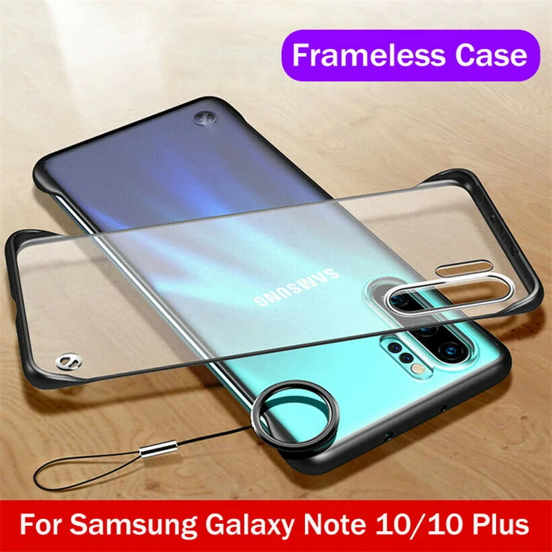 

Clear Matte Frameless Hard Phone Case For Samsung S20 A51 A71 S8 S9 S10 Note 8 9 10 A50 A70 A10 A20 A30 A40 With Finger Ring