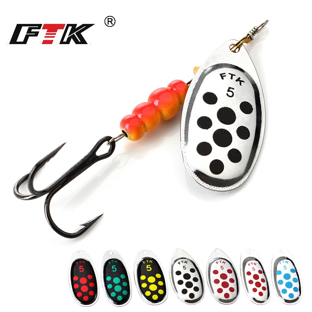

FTK 1PC Spinner Bait 1#-5# Fishing Lure Bass Hard Baits Spoon With Treble Hook For Lure Fishing