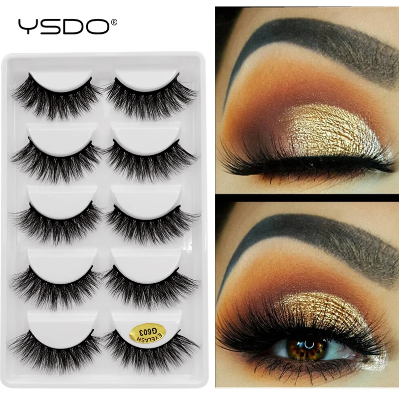 

YSDO lashes mink eyelashes 5 pairs eyelashes hand made 3d mink lashes makeup mink strip lashes natural long false eyelashes G6+7