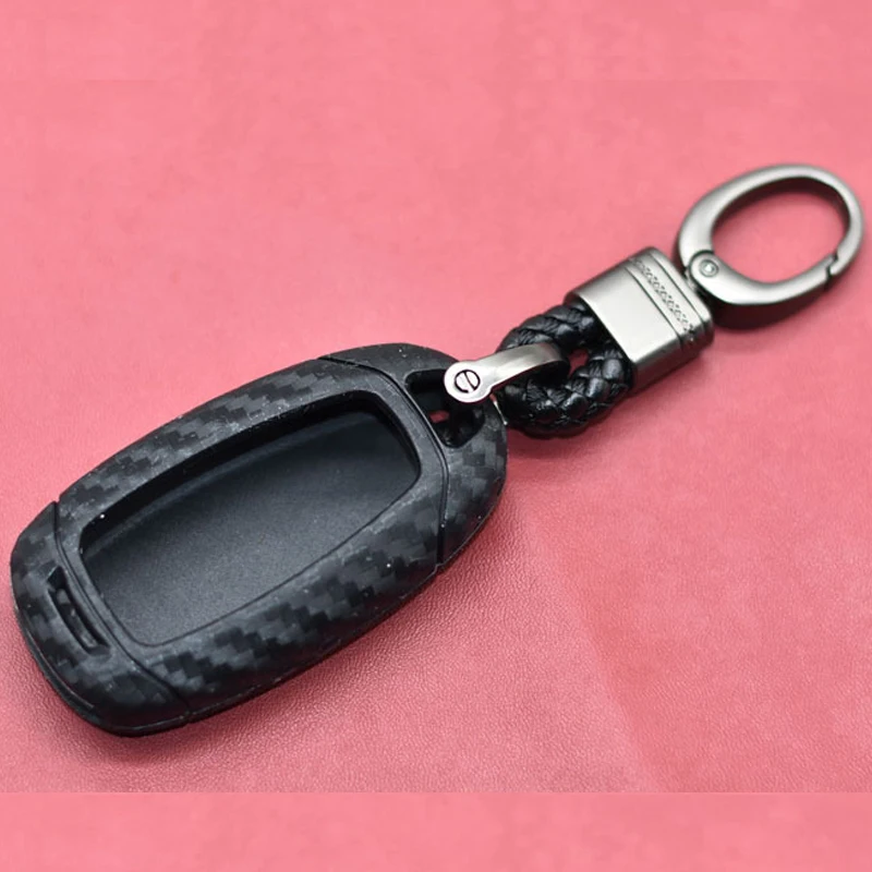 

1 Pcs Car Key Fob Case Cover Carbon Silicone For Hyundai i30 i35 i40 Kona Azera Elantra Solaris Grandeur Ig Accent Santa