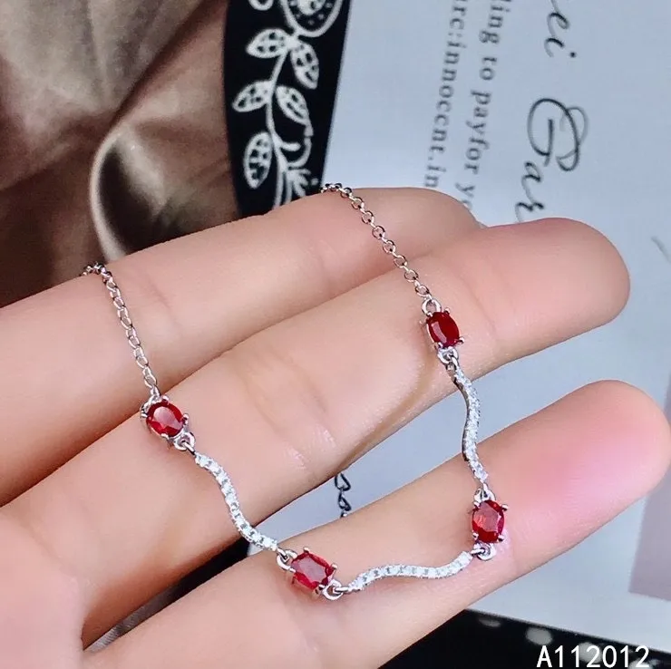 

KJJEAXCMY Fine Jewelry S925 Sterling Silver Inlaid Natural Ruby New Girls Fashion Hand Bracelet Support Test Chinese Style