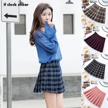 Новая летняя юбка в Корейском стиле; модная Милая плиссированная повседневная юбка в клетку; юбка с завышенной талией и подкладом, не оставляющая под светильник