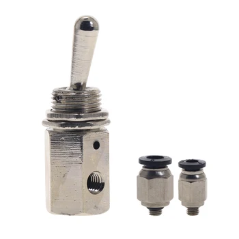 

Air Pneumatic Mechanical Valve TV-3S Exhaust Valve 2 Position 2 Way ON/OFF M5 Thread Toggles Switch with Fiittings