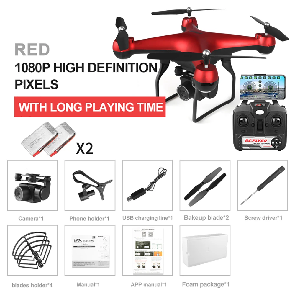 Red 1080P 2B F68 Радиоуправляемый Дрон Pro с камерой HD 4K 1080P двойной сервопривод Вертолет камеры Квадрокоптер в режиме реального времени воздушные видео самолеты игрушечные дроны - Цвет: Red 1080P 2B