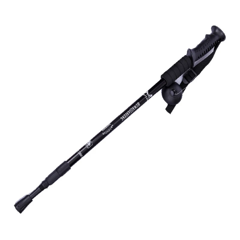 Прямая ручка тростника из алюминиевого сплава с Т-образной ручкой, регулируемая Противоударная походная трость, складная палка - Цвет: S-Black