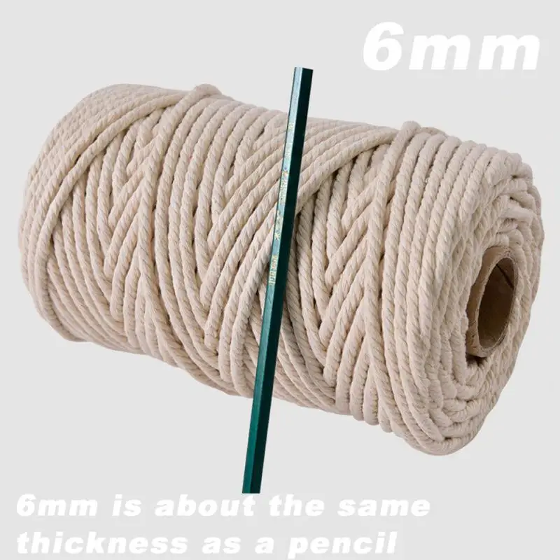 3/4/5/6mm Macrame Cord Natural Cotton Twisted Macrame Rope String