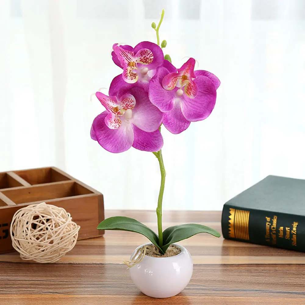 Purple Поддельные растения пластиковые DIY Мода Имитация искусственного цветка цветок мотылька Орхидея садовый Орнамент Ручной Работы домашний декор - Цвет: Purple