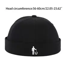 Мужская и женская кепка Харадзюку без козырьков, свернутая Кепка с черепом, однотонная, без помех, с вышитыми буквами, в стиле хип-хоп, регулируемая Шапка-бини