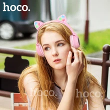 HOCO игровой светодиодный bluetooth наушники гарнитура для девушек для телефона музыка ПК ноутбук Дети Наушники TF карта 3,5 мм разъем с микрофоном