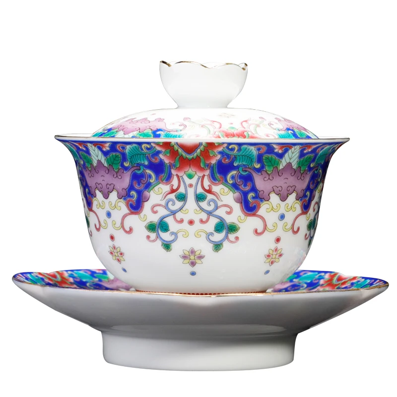 Эмаль Gaiwan Jingdezhen керамическая посуда для напитков офисная фарфоровая чаша чая с