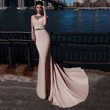 SoDigne – robe de soirée longue en Satin, forme sirène, effet d'illusion de perles, Simple, robes de bal, robes de Gala pour femmes, 2020