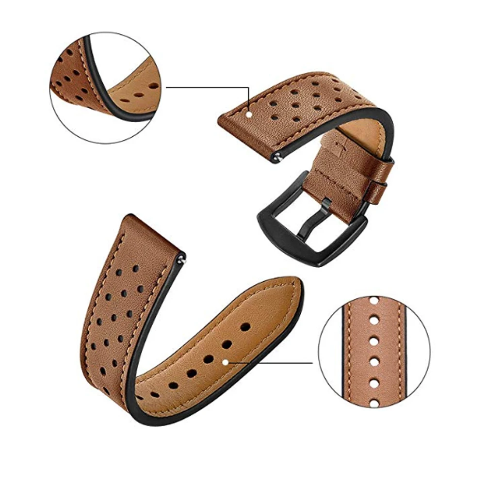 

22mm strap for samsung galaxy watch 46mm S3 Frontier/Classic huawei watch gt band Genuine Leather belt smart watch bracelet