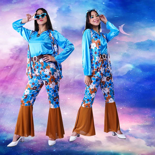 Disfraz de Purim para mujer, vestido Hippie de flores, ropa Hippie de 60 a  70, disfraces de vacaciones de Cosplay para mujer - AliExpress