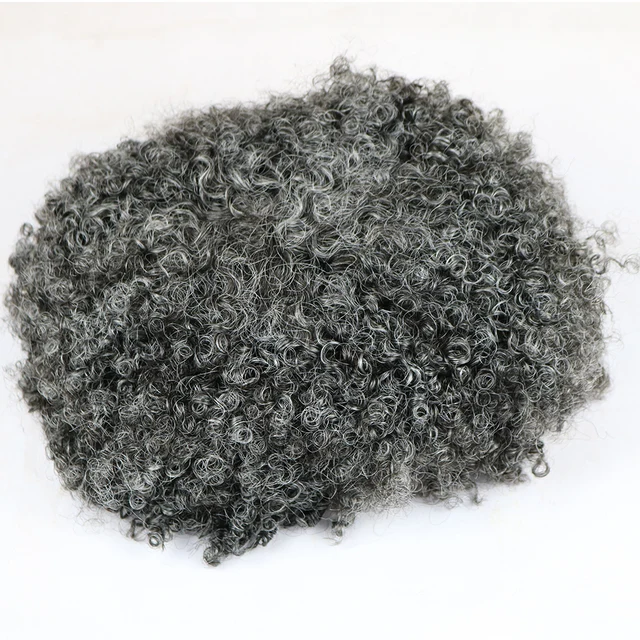 10mm Afro Kinky Toupee For Black Men Grey Color Men s Lace Wig Hair Pieces Brazilian Virgin Human Hair Replacement