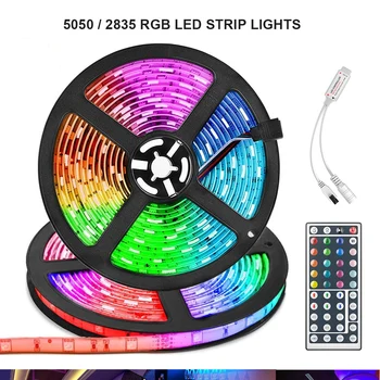 

5m 10m 15m 20m LED Strip 5050 2835 IP20 RGB Strip LED Light Flexible Ribbon Stripe DC 12V RGB Diode Tape IR Controller Adapter