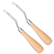 

LMDZ 2Pcs Crochet Hooks Kit Wood Handle Latch Hook Set Embroidery Knitting Needle for Canvas Mat Rug DIY Craft Handmade Tools