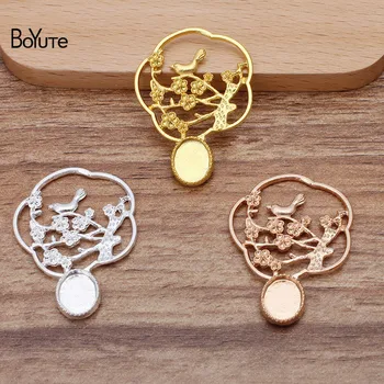 

BoYuTe (20 Pieces/Lot) 29*41MM Metal Alloy Flower Bird with 8*10MM Blank Tray DIY Hand Made Jewelry Materials Wholesale