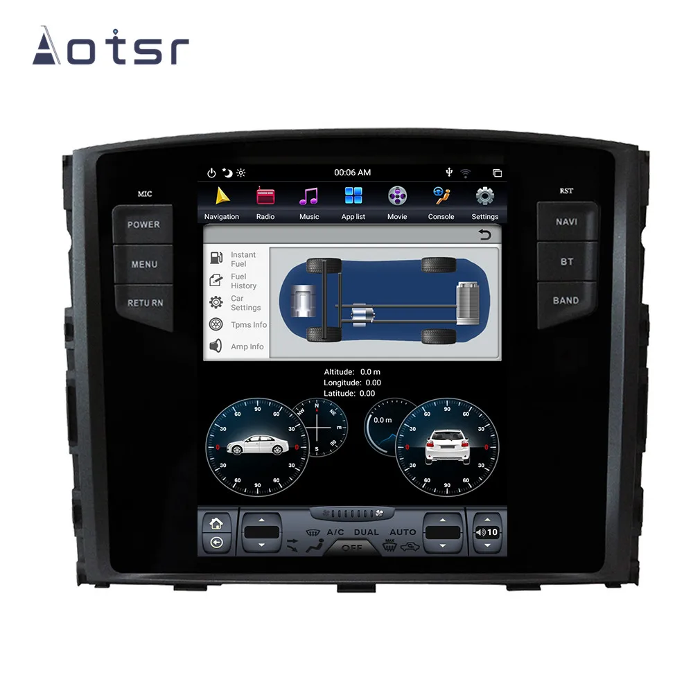 Tesla стиль Android 8,1 gps навигация dvd-плеер для Mitsubishi Pajero 2006- Авто Радио стерео Мультимедиа блок плеер