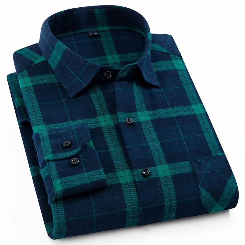 Aoliwen Мужская Фланелевая рубашка с длинным рукавом хлопок palid рубашка высокого качества брендовая мужская модная одежда повседневные рубашки на пуговицах - Цвет: AO-DTF32