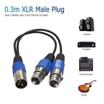 

0.3m XLR to 2XLR Male to Female Audio Cable Wire for Microphone Mixer Amplifier The Housing Plug Is Beautiful And Durable