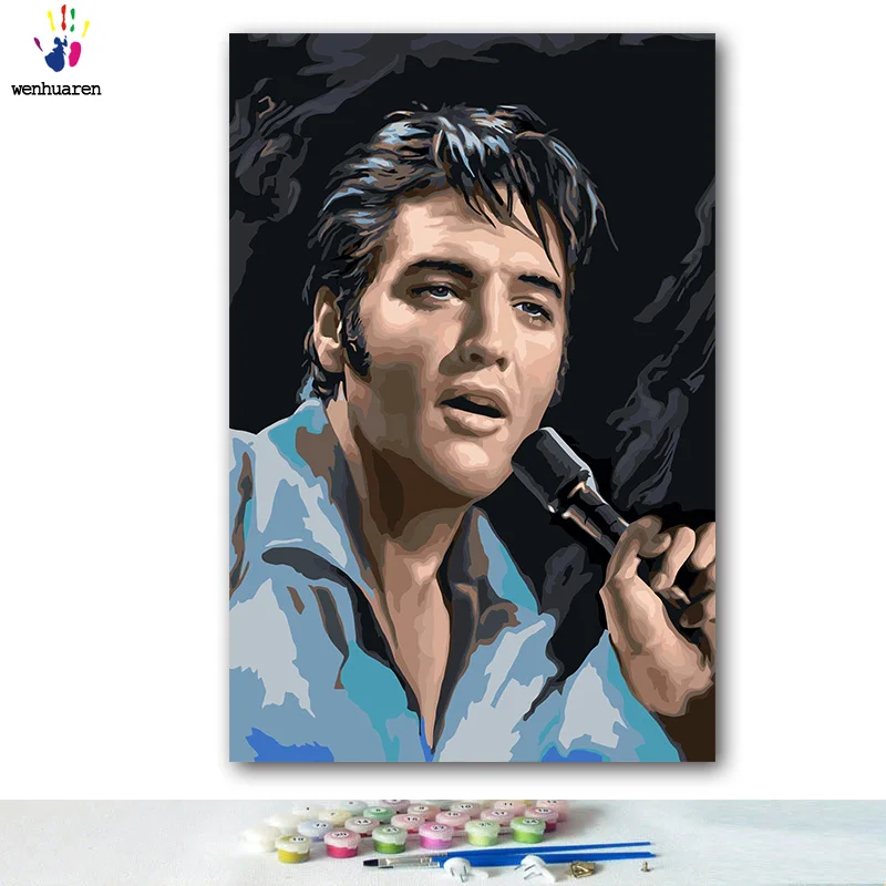 DIY картинки для раскраски по номерам с цветами Elvis Aron Presley Rock star рисование