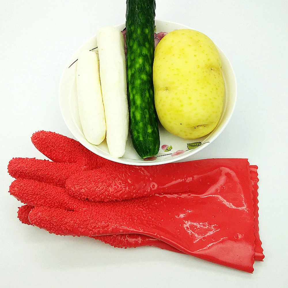 1 пара перчатки для очистки картофеля, овощей, яблока, чеснока, фруктов, рыбы, чешуи, пилинг, перчатки, Нескользящие, для мытья посуды, латексные ганты, кухонный инструмент