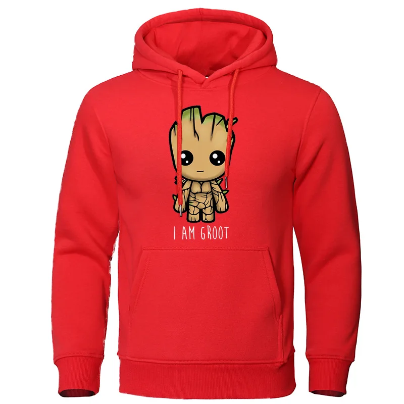 I Am groot, мужские толстовки, Осенние Теплые свитшоты, Повседневная Уличная одежда, пуловер harajuku, качественные топы, милый Принт, мужской спортивный костюм Groot - Цвет: red 6