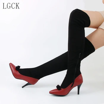 

Plus Size 34-48 Women Shoes Boots High Heels Over The Knee Boots Fashion Fenty Beauty Ladies Long Boots Elastic Boots Women's