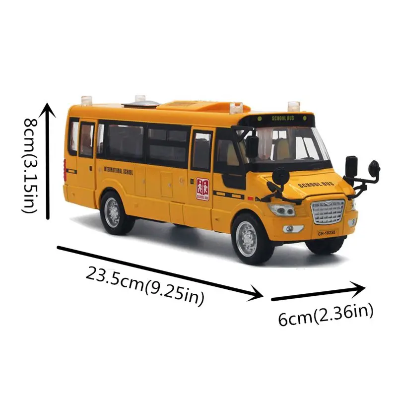  School Bus Toy Die Cast Vehicles Yellow Large Alloy Pull Back 9'' Play Bus with Sounds and Lights f