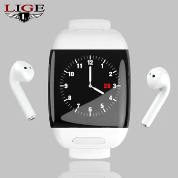 

LIGE Sports Smart Watch With Bluetooth Wireless Earphone Smart Wristband Heart Rate Blood Pressure Monitor Smart Watch Men Women