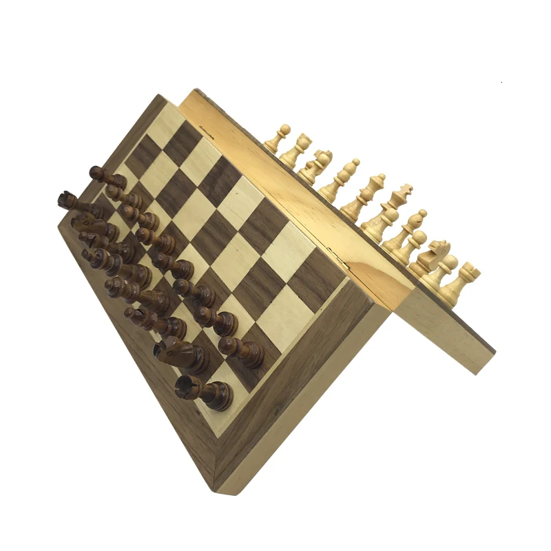 

New Magnetic Chess Wooden Wooden Checker Board Solid Wood Pieces Folding Chess Board High-end Puzzle Chess Game