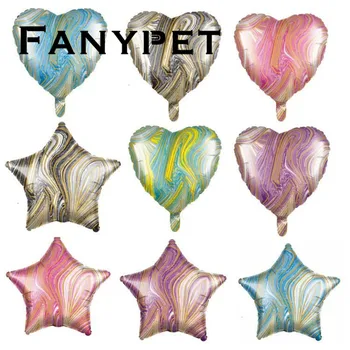 

10pcs star agate color texture balloon 18inch heart helium balloon Wedding birthday party decoration Photo Props Baby Shower