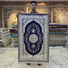 Yilong 2,5 'x4' синий ковер персидская спальня Роскошный шелковый ковер ручной вязки(HF195B