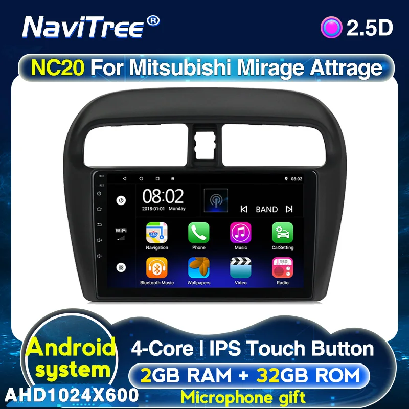 Автомобильный DVD-радиоприемник мультимедийный плеер для Mitsubishi Mirage Attrage 2012-2018 2 Гб