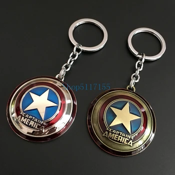 

200pcs/lot Fashion Jewelry Movie Keyring Party Gift The Avengers Captain America Shield Keychains Alloy Superhero For Men