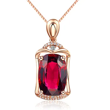 

RUBY GEMSTONES RED CRYSTAL PENDANT NECKLACES FOR WOMEN ZIRCON DIAMONDS ROSE GOLD COLOR CHOKER JEWELRY BIJOUX BAGUE PARTY GIFTS