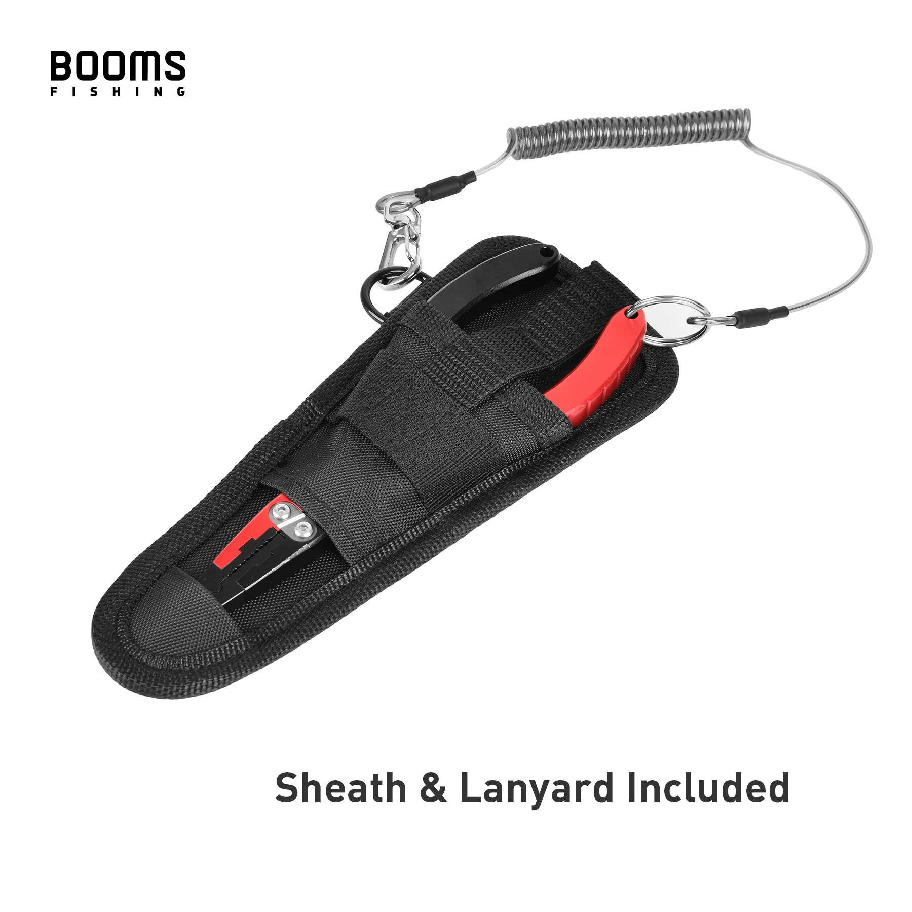 Booms Fishing X03 Fishing Pliers Aluminum Fish Hook Remover Braid Line Cutter Cutting Split Ring Tackle Tool with Lanyard Sheath
